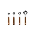 Professional 4-piece set of stainless steel measuring spoons with wooden handles - Acacia Wood 4-Piece Measuring Spoons Set (Stainless Steel)