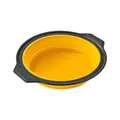 Collapsible silicone cake baking mold in vibrant yellow and black non-stick finish - Round Cake Pan / Yellow