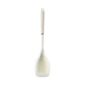 Minimalist cream white semi-transparent silicone spatula with ergonomic plastic handle - Flat Spoon / Clear