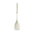 Minimalist white semi-transparent silicone slotted turner with a beige plastic handle - Slotted Spoon / Clear