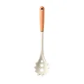 Cream white silicone pasta server with natural beech wood handle for non-stick cookware - Spaghetti Server / White