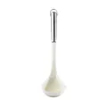 White silicone soup ladle with stainless steel handle for non-stick cookware - Clear Soup Ladle