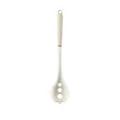White silicone pasta server spoon with grooved cream handle for non-stick cooking - Spaghetti Server / Clear
