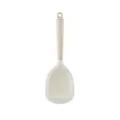 Durable translucent white silicone rice paddle with a beige ribbed plastic handle - Rice Spoon / Clear