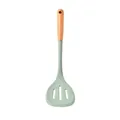 Light green silicone slotted turner with natural wood handle for non-stick cookware - Slotted Spatula / Green
