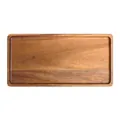 Rectangular solid acacia wood serving tray with natural grain for home organization - Large Widened (30.0x15.0cm)