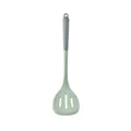Professional light green non-stick silicone slotted spatula with grey ergonomic handle - Slotted Spatula / Cyan