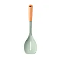 Mint green silicone slotted turner spatula with ergonomic natural wooden handle for cooking - Slotted Spoon / Green