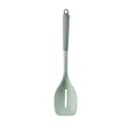 Nordic style sage green silicone slotted turner with grey anti-slip plastic handle for cooking - Slotted Spoon / Cyan