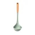 Light green heat resistant silicone soup ladle with natural wooden handle and spout - Soup Spoon / Green