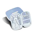 18-piece stainless steel manicure grooming set in light blue portable case - Blue