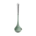 Light green silicone soup ladle with stainless steel hollow handle for non-stick cookware - Teal Soup Ladles