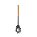 Durable black silicone pasta server featuring a natural wooden handle and steel neck - Pasta Server / Dark Gray