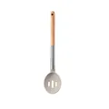 Premium slotted spoon with grey silicone head and ergonomic wooden handle for non-stick pans - Slotted Spoon / Khaki