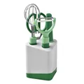 Green and white 5-piece kitchen tool set with whisk, peeler, scissors and holder - 5-Piece Tool Set (Color Box)