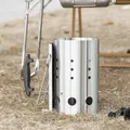 Ciminiera d'accensione in acciaio inox per carbone da campeggio e barbecue all'aperto - Vestibilità regolare / Argento