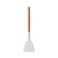 Heat-resistant white silicone spatula with natural wood handle for non-stick cookware - Spatula / White