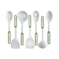 7-piece silicone kitchen utensil set in white and green for non-stick pans. - 7-Piece Color Box Set
