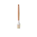 Durable silicone basting oil brush with ergonomic natural wooden handle for grilling - Paint Brush / White