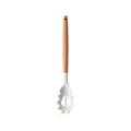 Professional white silicone pasta server with natural wooden handle for modern kitchen - Spaghetti Server / White