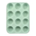 12-cup mint green silicone muffin and cupcake baking pan for professional home baking - Green 12-Cavity