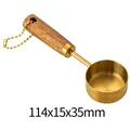 14ml gold plated measuring scoop with ergonomic wooden handle and gold ball chain accessory - Sanded Wood Handle Style / 14ml / Gold