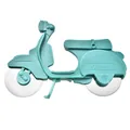Vintage Pizza-Cutter im Retro-Scooter-Design in Grün mit doppelten Edelstahlrädern - Motorrad Doppelrad / Mintgrün