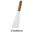 Professional stainless steel fish spatula with ergonomic wooden handle, 310x80mm size - Fish Spatula