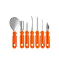 Professionelles 7-teiliges Halloween-Kürbis-Schnitzset mit ergonomischen orangefarbenen Griffen - 7-Teiliges Set Im OPP-Beutel