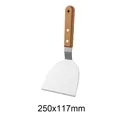 Professional wooden handle teppanyaki spatula stainless steel griddle tool 250x117mm size - Semi-Circular Turner