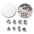Juego profesional de 24 cortadores de galletas geométricos de acero inox con caja redonda - Juego de Caja de Metal / Juego de 24 piezas / Color Acero