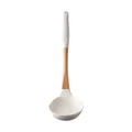 Durable silicone soup ladle with ergonomic wooden handle for non-stick cookware - Soup Spoon