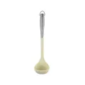 Cream colored silicone soup ladle with a durable stainless steel hollow handle for cooking - Soup Spoon / White