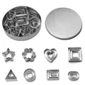 24-piece mini stainless steel geometric cookie cutters set with metal storage tin - 24-Piece Set (Heart Star Flower Patterns) / Steel Color