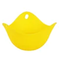 Bright yellow heat-resistant silicone egg poacher cup for poaching and steaming eggs - Yellow