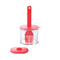 Red silicone oil brush dispenser set with a graduated 200ml container and dust lid - Red