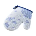 Premium heat resistant blue floral silicone oven mitt with non-slip grip for kitchen baking - Blue Floral (Single) / 1PC / Blue