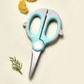 Portable mini baby food scissors with grey and mint green handles for meal prep - Blue Single Scissor / Blue
