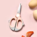 Portable pink and gray baby food scissors with cute cartoon ear handles for toddler meals. - Pink Single Scissor / Pink