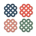 Set of 4 colorful silicone hollow Chinese knot heat resistant trivets for dining table use - Four-Piece Set