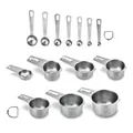 14-piece stainless steel measuring cup and spoon set for professional baking and cooking - 14-Piece Measuring Cup and Spoon Set / 410 Stainless Steel