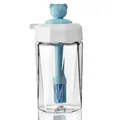 Cute light blue 2-in-1 glass oil dispenser bottle with integrated silicone brush - Sky Blue