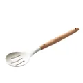 Cuillère à fente en silicone blanc crème de qualité avec manche en bois de hêtre - Écumoire Manche Plein Bois / 1 Pièce / Blanc