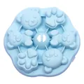 Light blue silicone bear and paw shaped mold for baby food supplement and ice cubes - Bear Paw Style (MD-847) / Blue