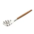 Serveur à pâtes en silicone blanc crème avec manche en bois pour ustensiles de cuisine - Griffe Pâtes Manche Plein Bois / 1 Pièce / Blanc