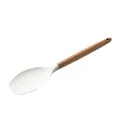 Cuillère de service en silicone blanc crème avec un manche en bois naturel robuste - Spatule Plate Manche Plein Bois / 1 Pièce / Blanc