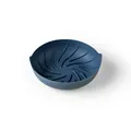 Deep blue silicone air fryer liner basket with unique spiral bottom pattern for baking - Dark Blue - Small