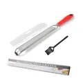Multifunctional stainless steel lemon and cheese grater set with red handle and brush - Color Box / Red