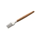 Pinceau de cuisine en silicone avec manche en bois naturel de qualité supérieure - Pinceau Manche Plein Bois / 1 Pièce / Blanc