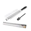 Professional stainless steel cheese grater with protective cover and cleaning brush for kitchen - Color Box / Black